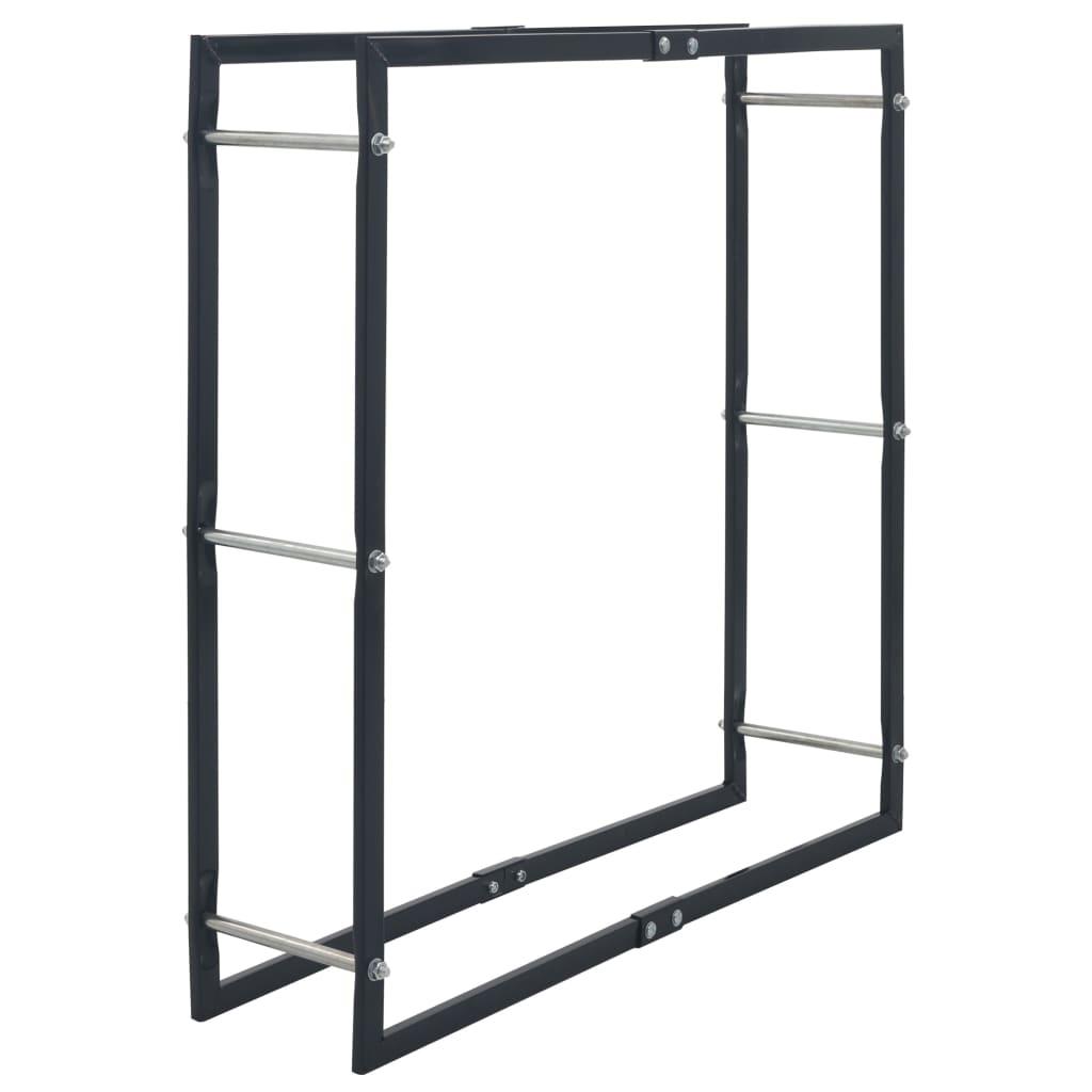 Brennholzregal Schwarz 100×25×100 cm Stahl