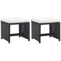 Gartenhocker 2 Stk. mit Sitzkissen Poly Rattan Schwarz