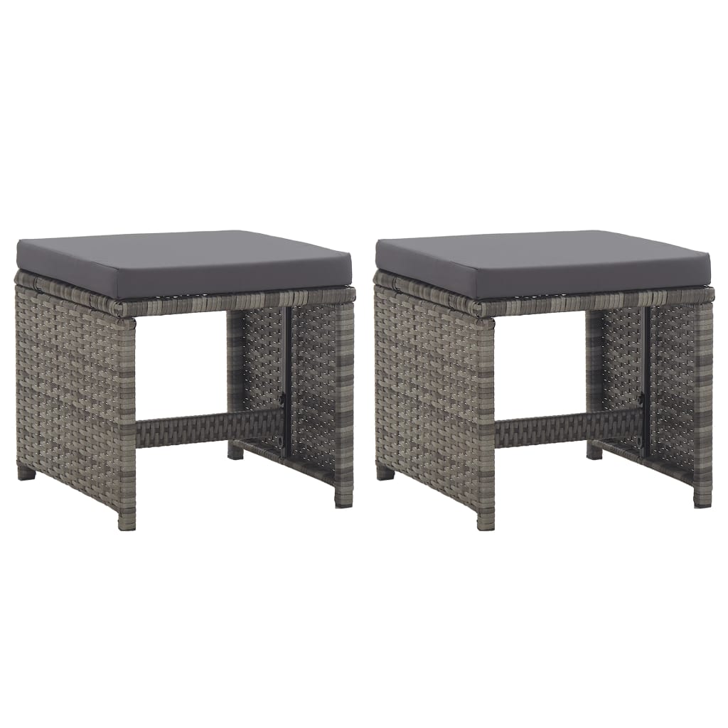 Gartenhocker 2 Stk. mit Sitzkissen Poly Rattan Anthrazit