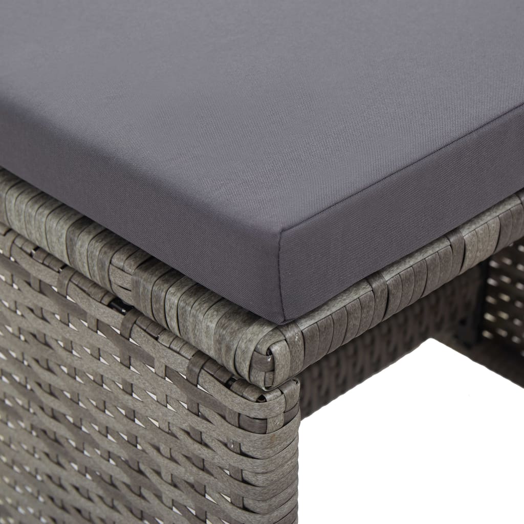 Gartenhocker 2 Stk. mit Sitzkissen Poly Rattan Anthrazit