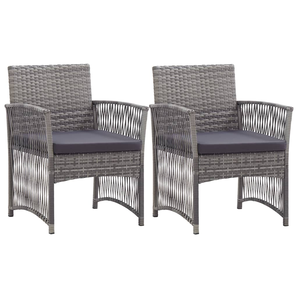 Gartensessel mit Sitzkissen 2 Stk. Anthrazit Poly Rattan