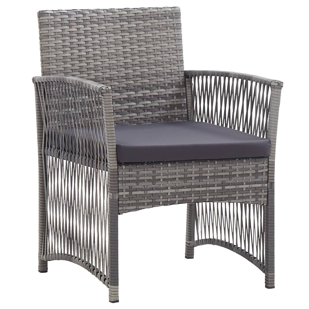 Gartensessel mit Sitzkissen 2 Stk. Anthrazit Poly Rattan