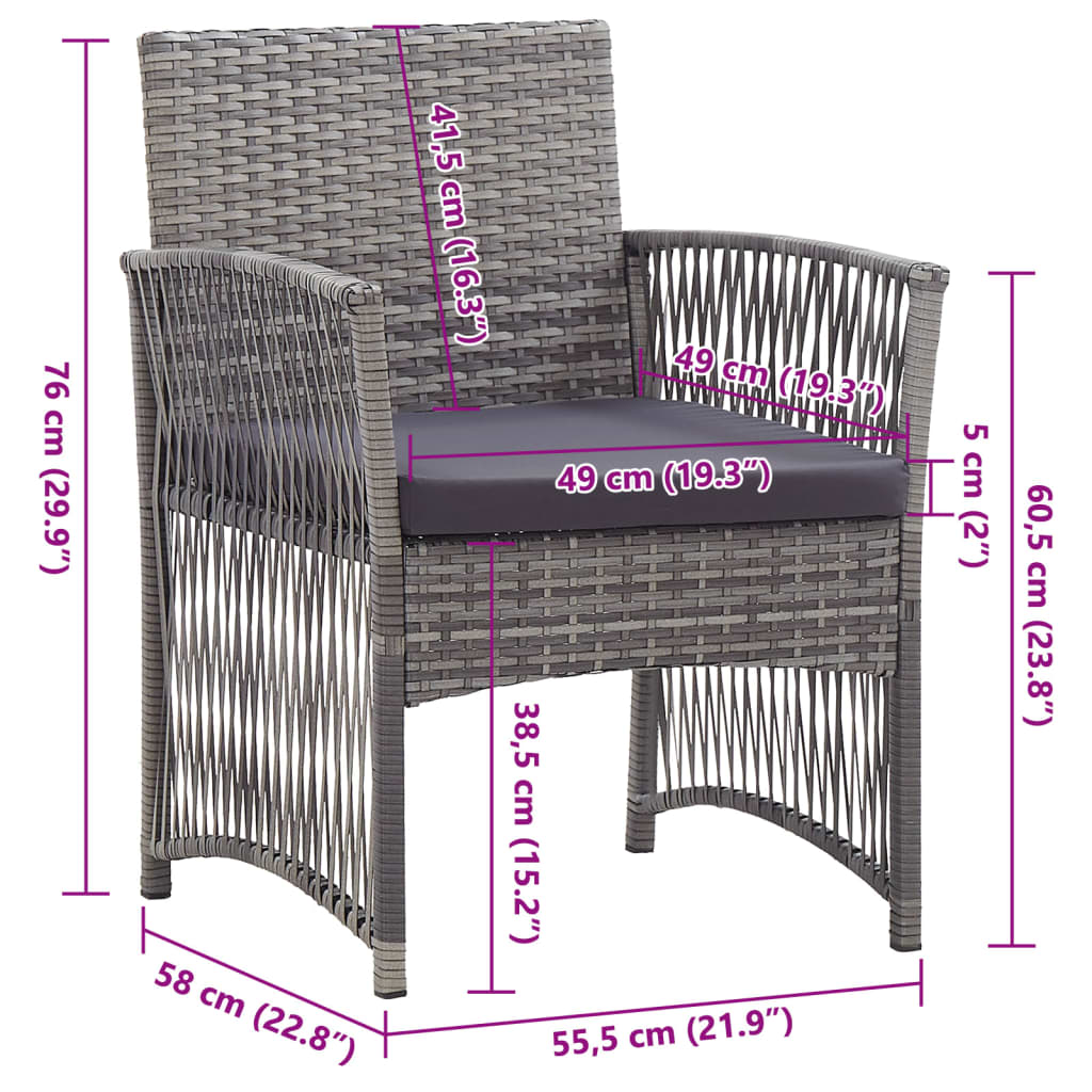 Gartensessel mit Sitzkissen 2 Stk. Anthrazit Poly Rattan