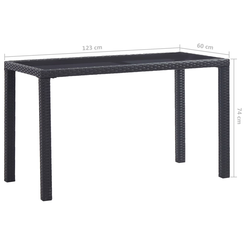 Gartentisch Schwarz 123 x 60 x 74 cm Poly Rattan