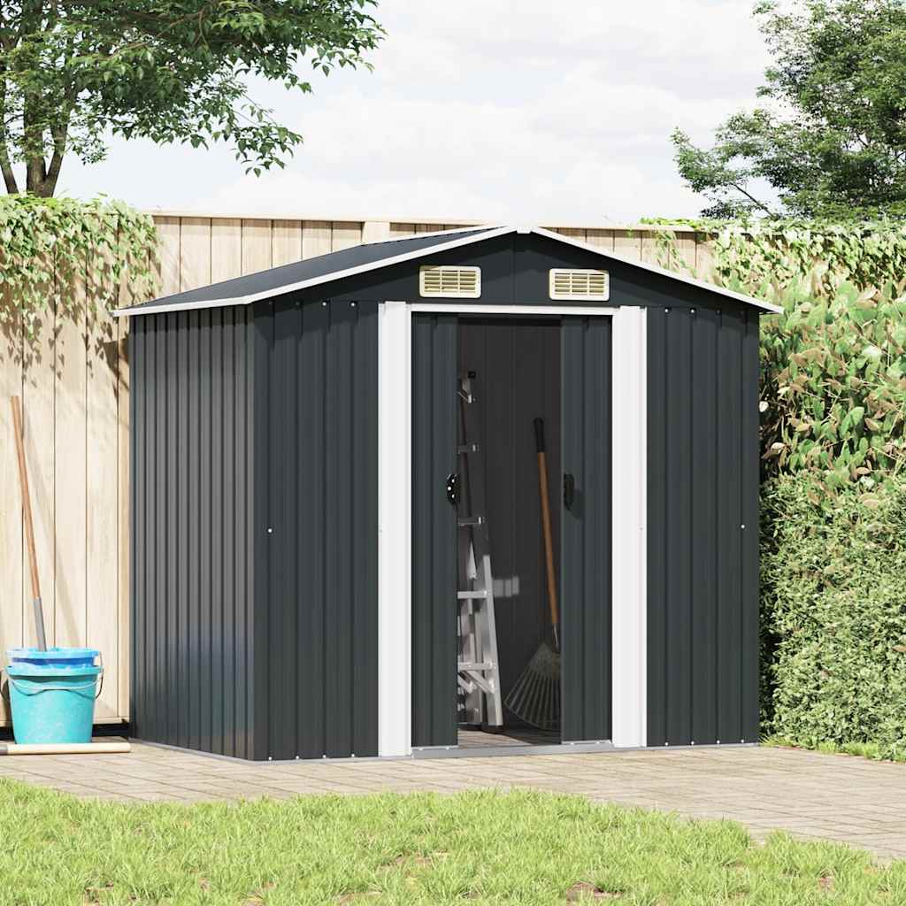 Gartenschuppen Anthrazit Stahl 204 x 132 x 186 cm