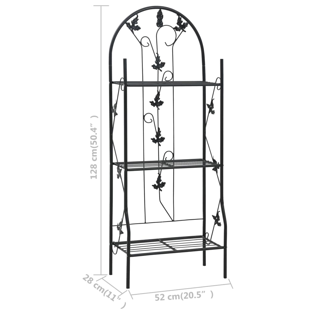 3-stufiges Pflanzenregal Schwarz 52 x 28 x 128 cm Eisen