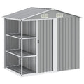 Gartenhaus mit Regal Grau 205x130x183 cm Eisen