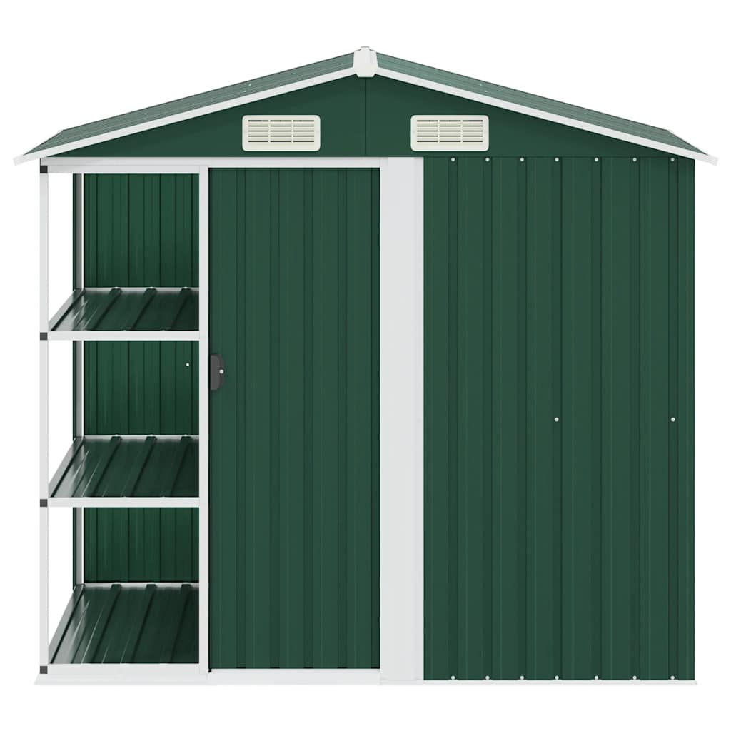 Gartenhaus mit Regal Grün 205x130x183 cm Eisen
