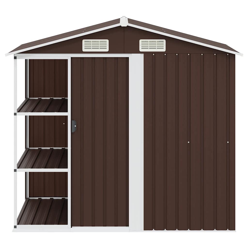 Gartenhaus mit Regal Braun 205x130x183 cm Eisen