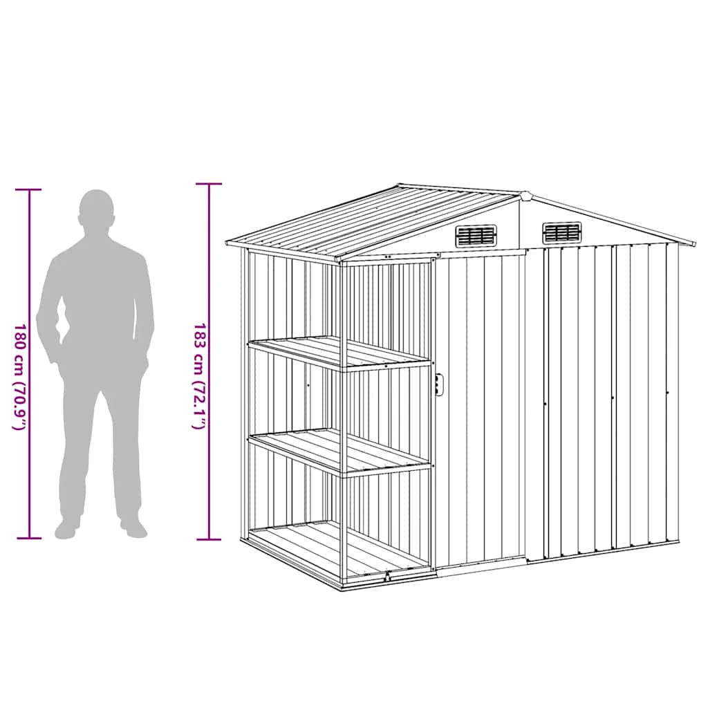 Gartenhaus mit Regal Braun 205x130x183 cm Eisen