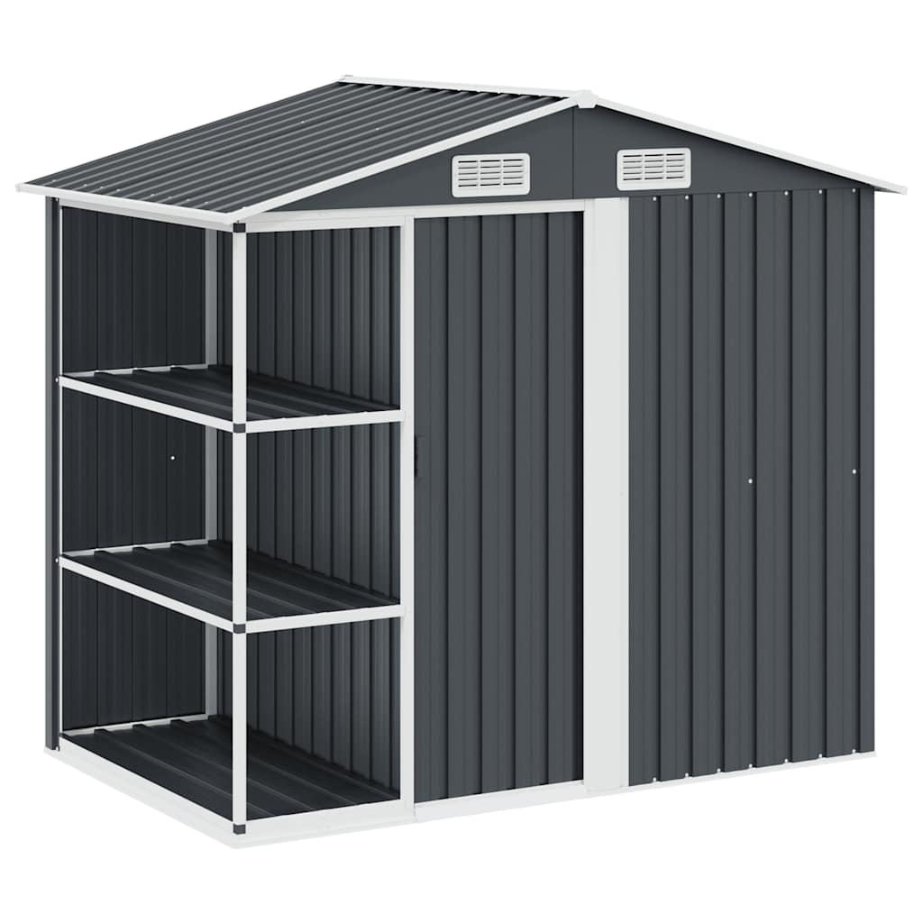 Gartenhaus mit Regal Anthrazit 205x130x183 cm Eisen
