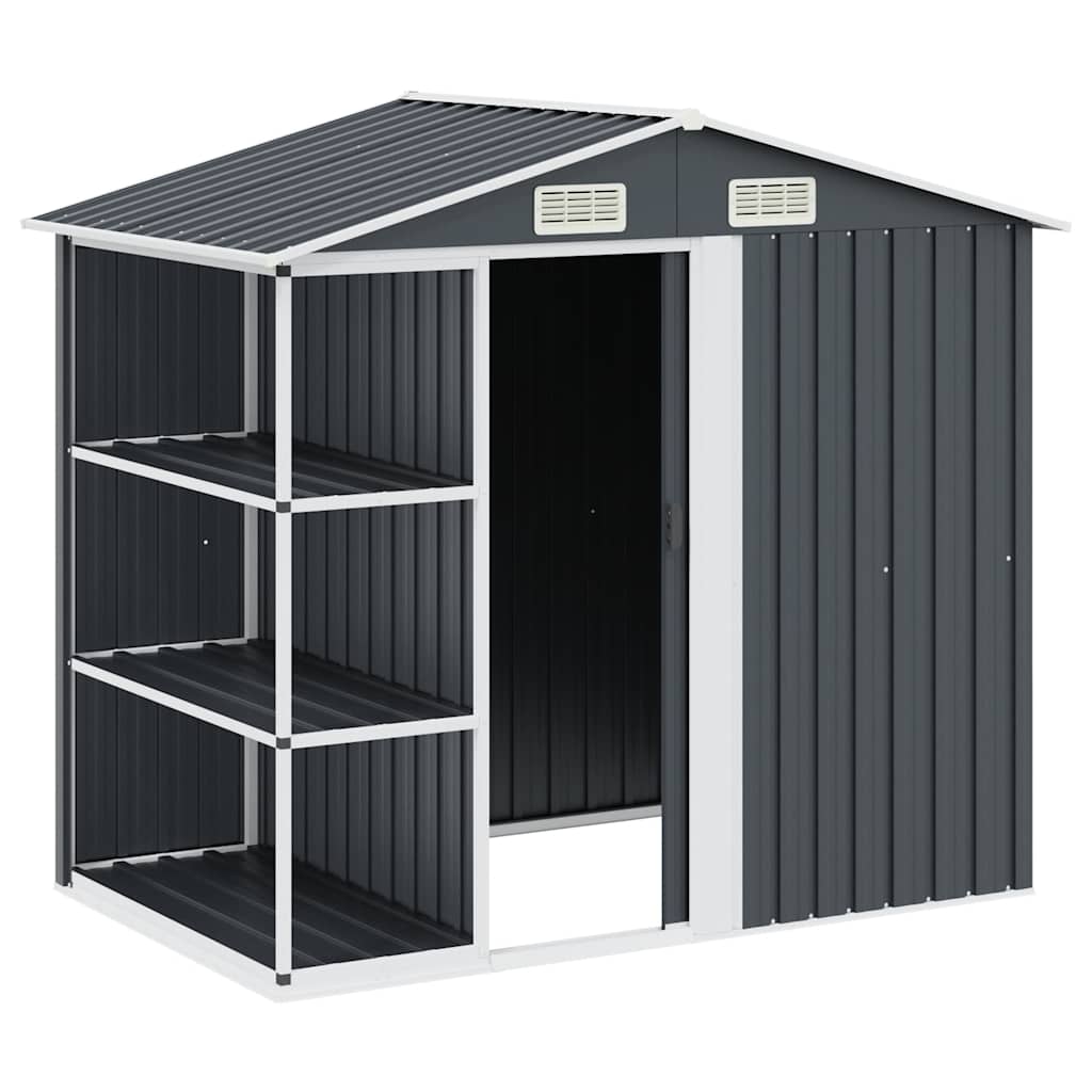 Gartenhaus mit Regal Anthrazit 205x130x183 cm Eisen