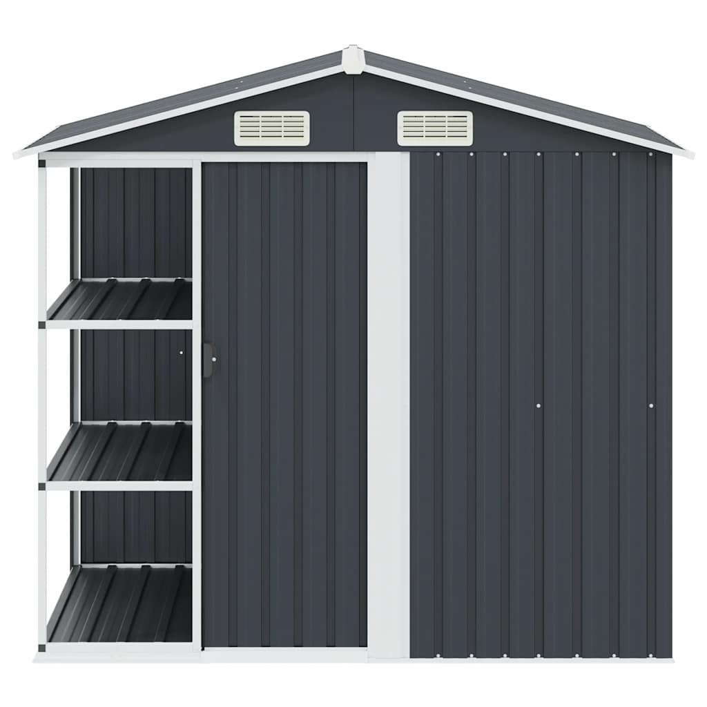 Gartenhaus mit Regal Anthrazit 205x130x183 cm Eisen