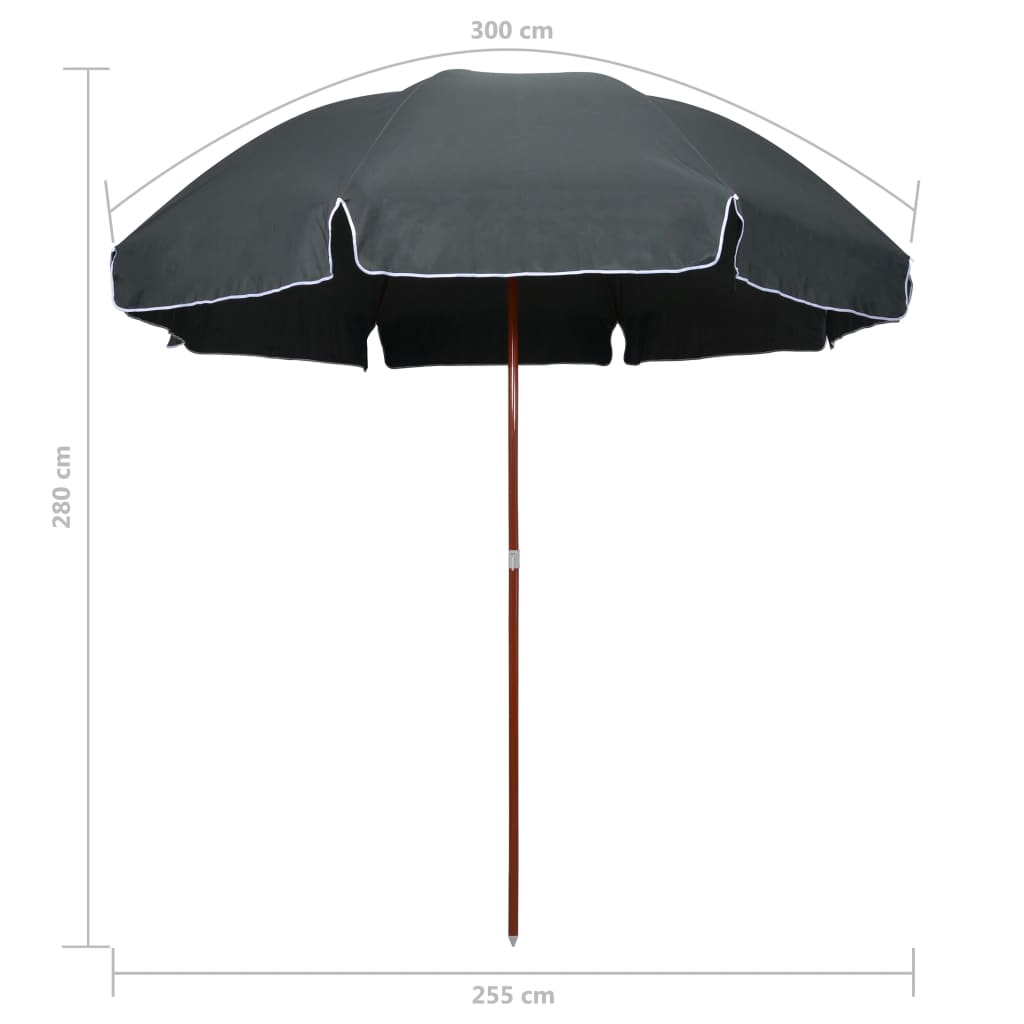 Sonnenschirm mit Stahl-Mast 300 cm Anthrazit