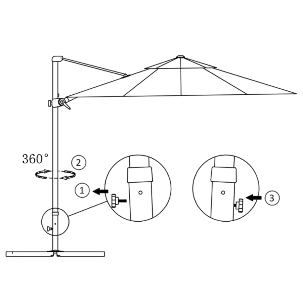 Ampelschirm mit Aluminium-Mast 300 cm Azurblau