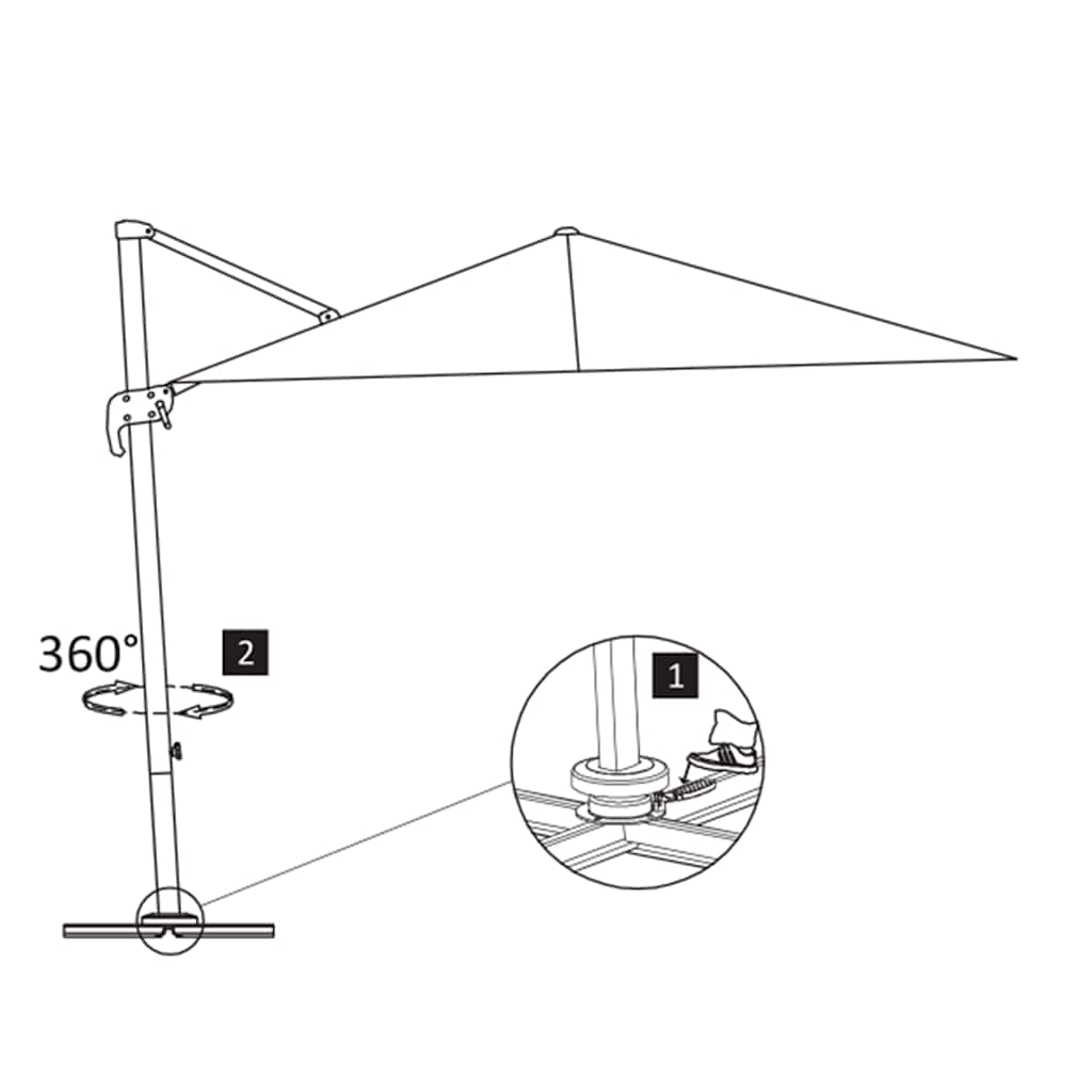 Ampelschirm mit Aluminiummast 4x3 m Schwarz