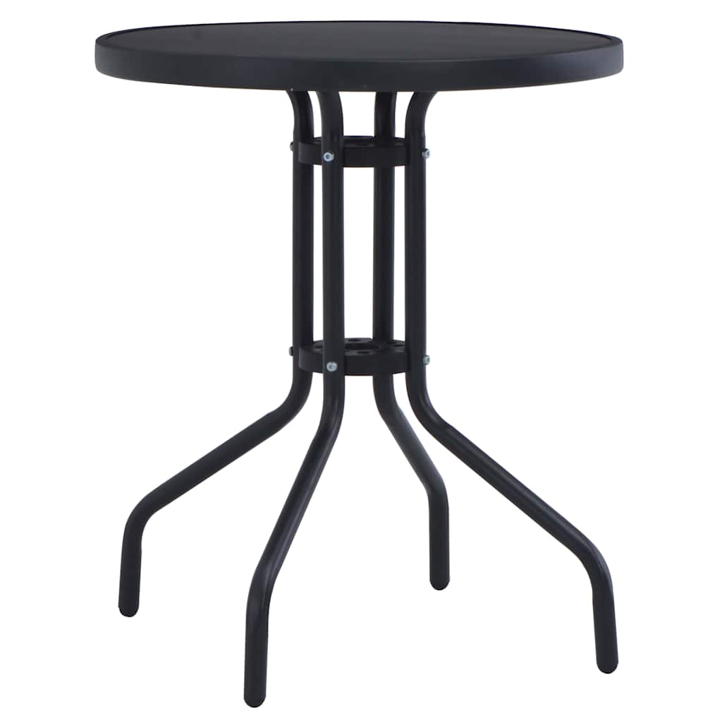 Gartentisch Schwarz 80 cm Stahl und Glas