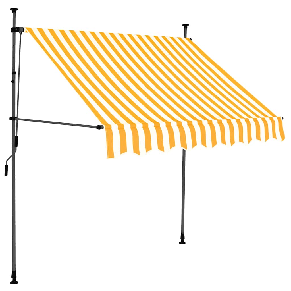 Einziehbare Markise Handbetrieben mit LED 200 cm Weiß Orange