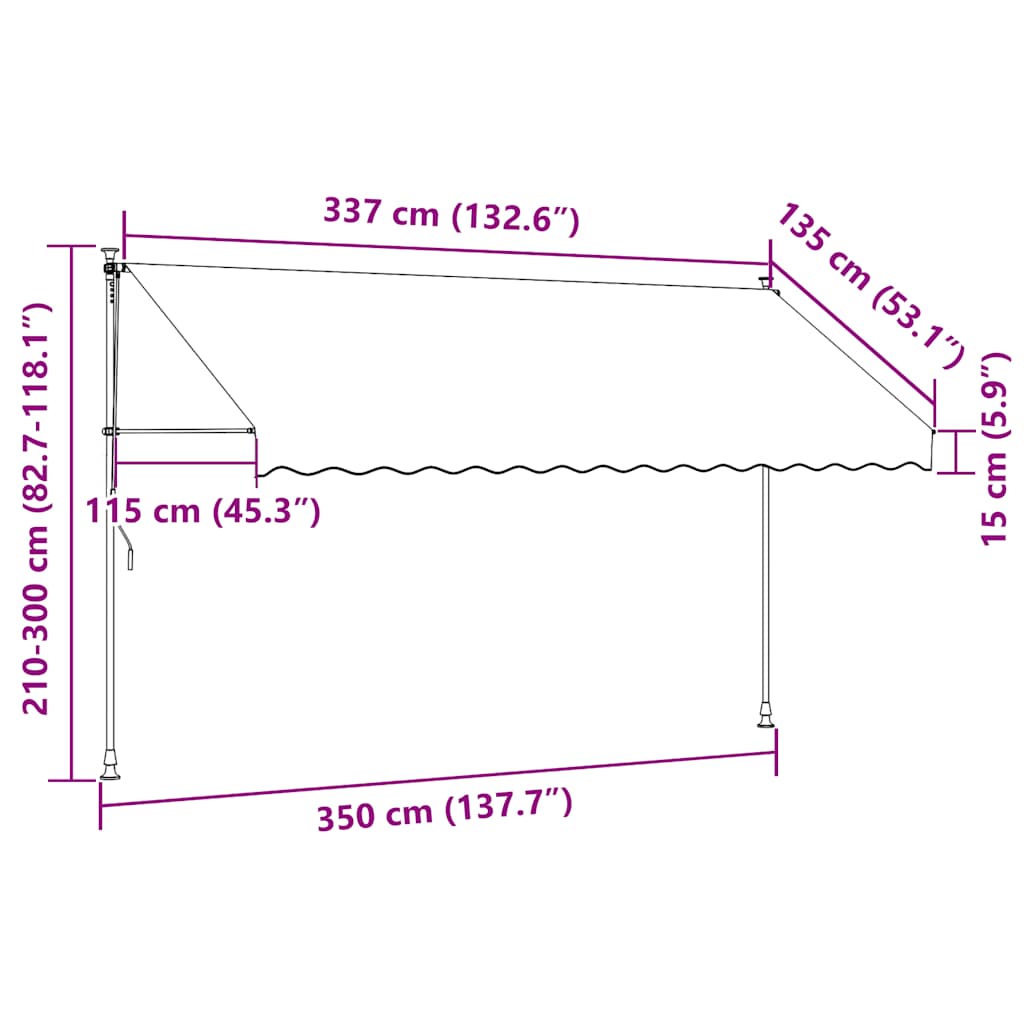 Einziehbare Markise Handbetrieben mit LED 350 cm Anthrazit