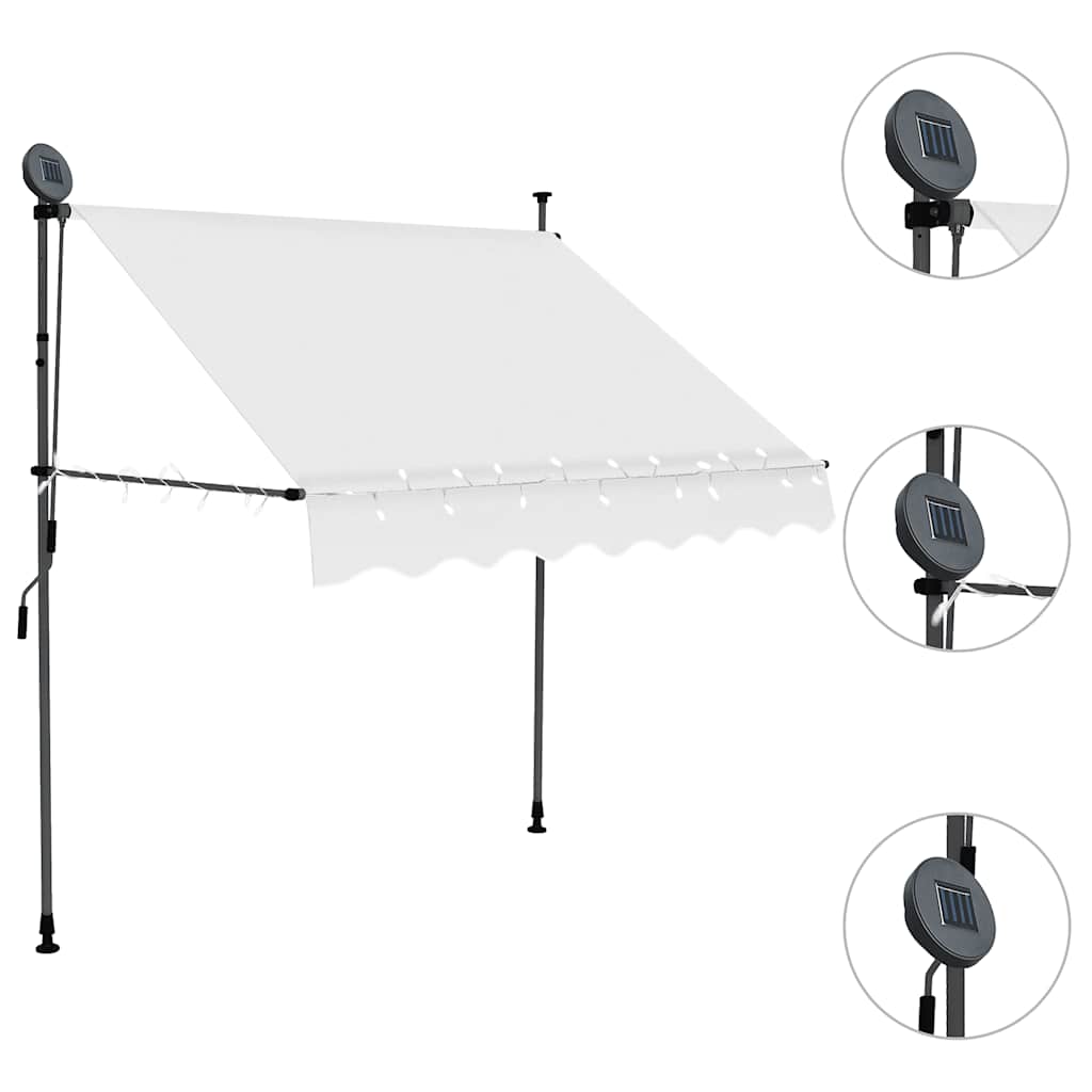 Einziehbare Markise Handbetrieben mit LED 100 cm Creme