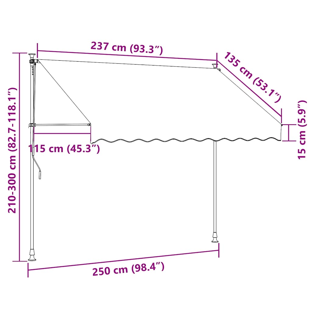 Einziehbare Markise Handbetrieben mit LED 250 cm Orange Braun