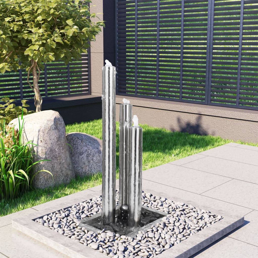 Gartenbrunnen Silbern 48x34x88 cm Edelstahl