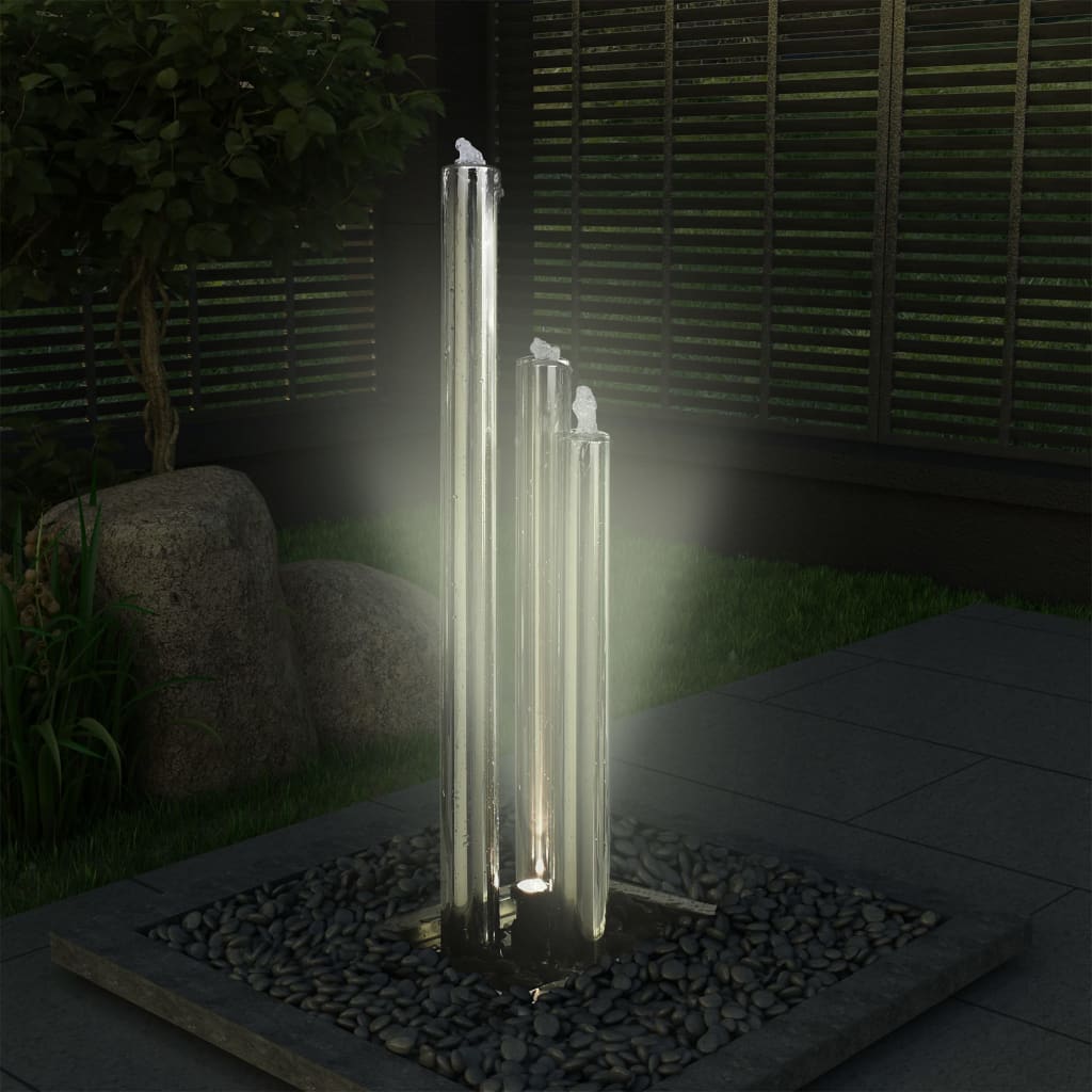 Gartenbrunnen Silbern 48x34x123 cm Edelstahl