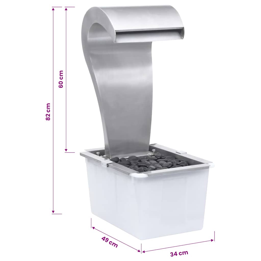 Garten-Wasserfall Silbern 34x49x82 cm Edelstahl