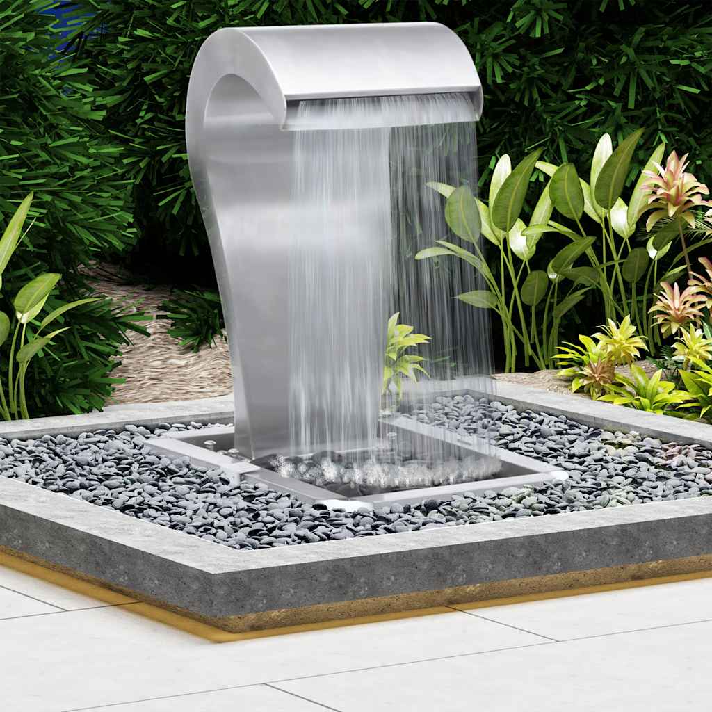 Garten-Wasserfall Silbern 34x49x82 cm Edelstahl