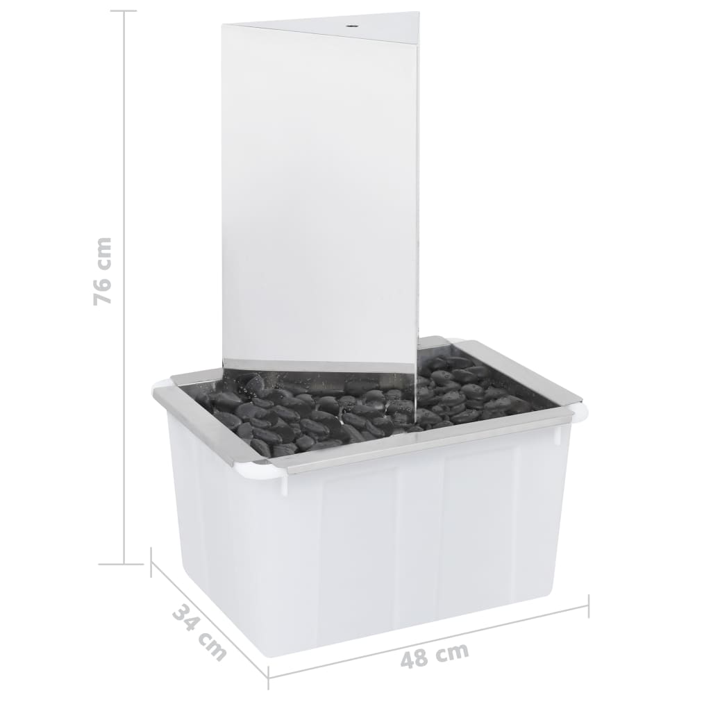 Gartenbrunnen mit Pumpe Edelstahl 76 cm Dreieckig