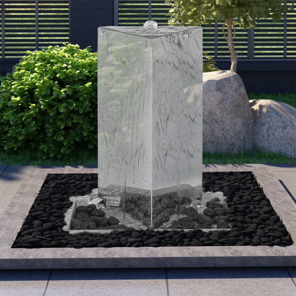Gartenbrunnen mit Pumpe Edelstahl 76 cm Dreieckig