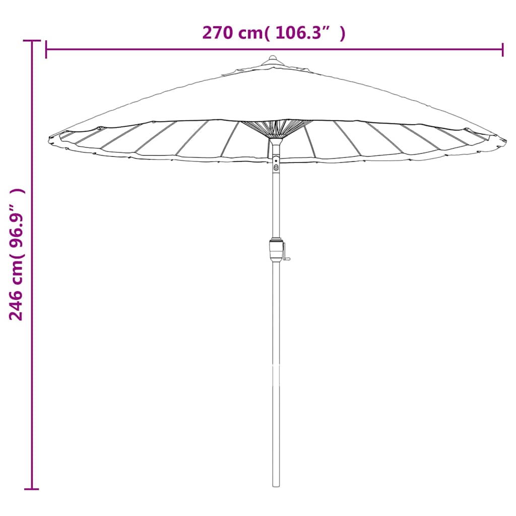 Sonnenschirm mit Aluminium-Mast 270 cm Schwarz