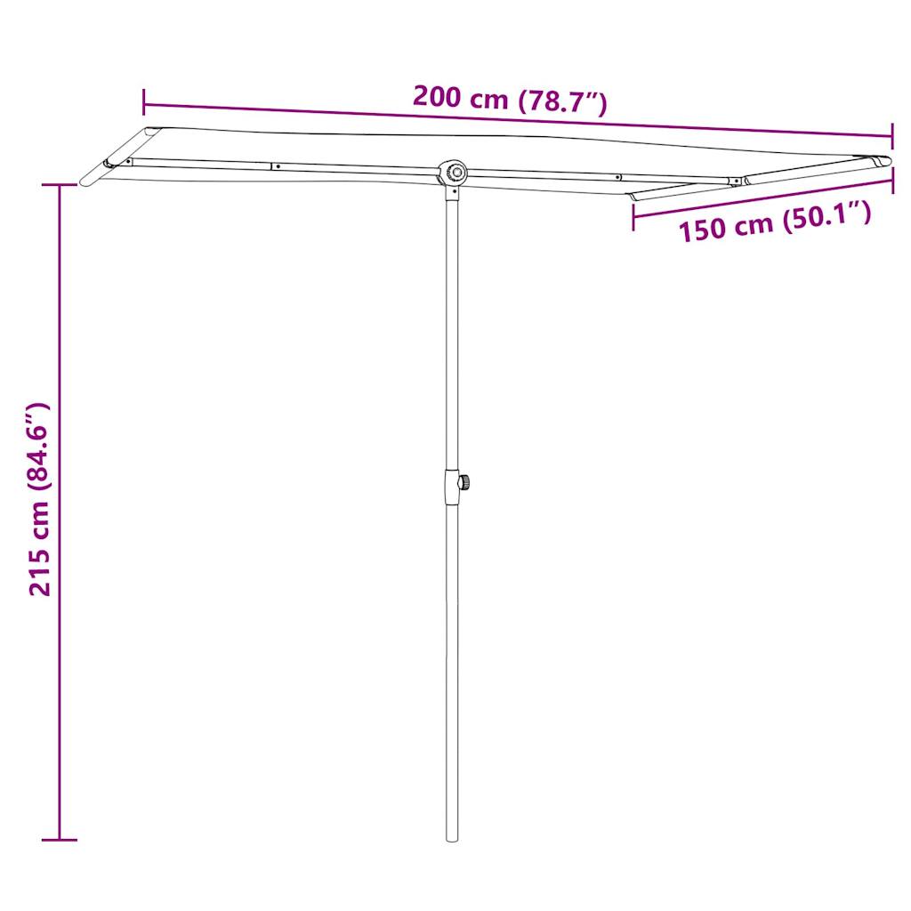 Sonnenschirm mit Aluminium-Mast 2x1,5 m Azurblau