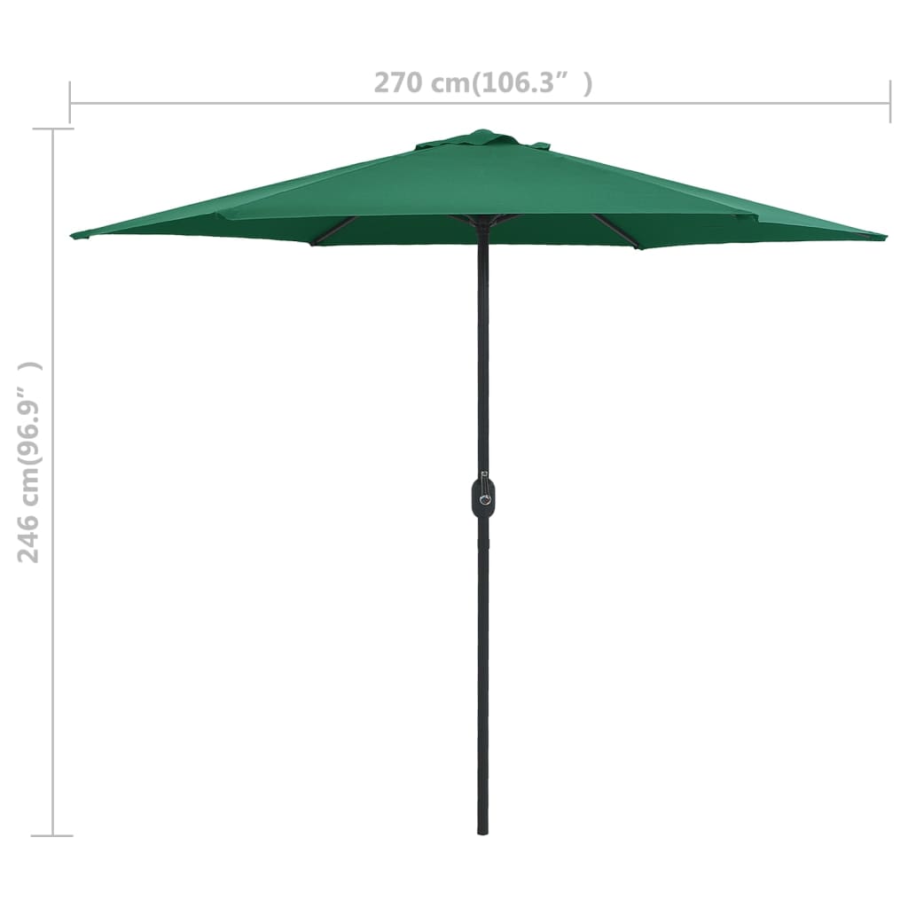 Sonnenschirm mit Aluminium-Mast 270x246 cm Grün