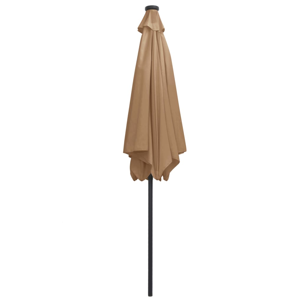 Sonnenschirm mit LED-Beleuchtung und Alu-Mast 300 cm Taupe