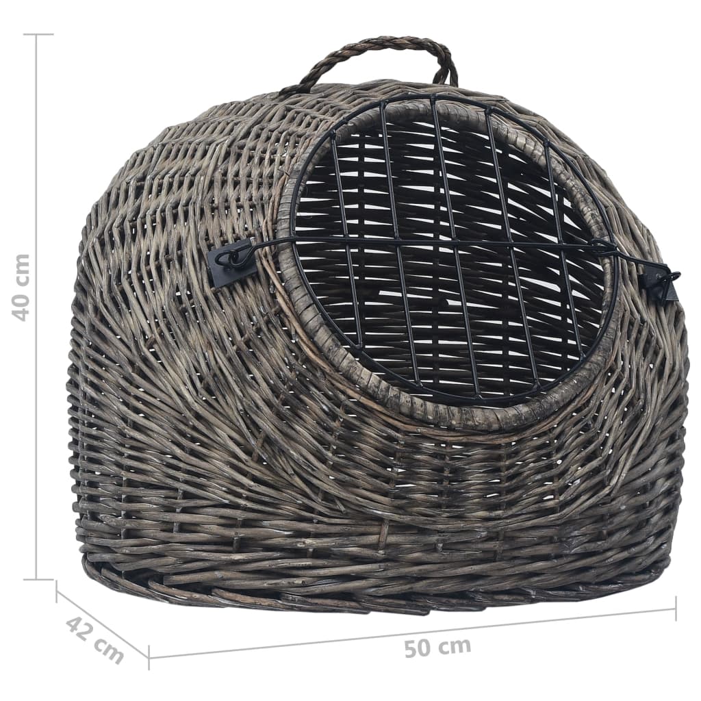 Katzen-Transportkorb Grau 50x42x40 cm Natürliche Weide