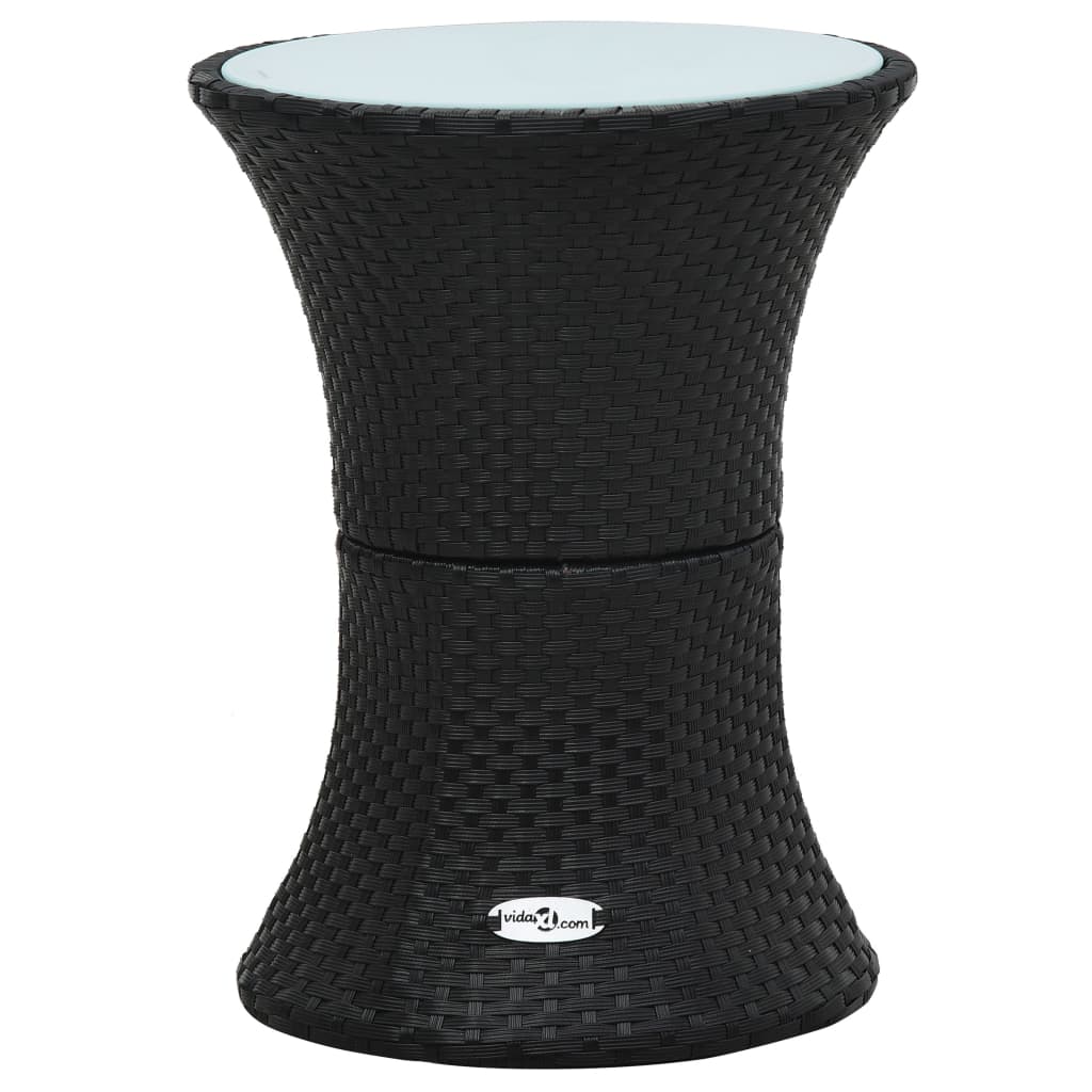 Garten-Beistelltisch Trommelform Schwarz Poly Rattan