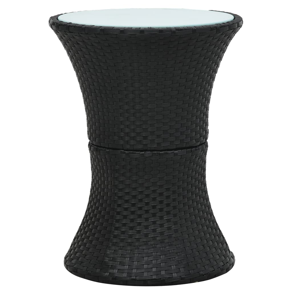 Garten-Beistelltisch Trommelform Schwarz Poly Rattan