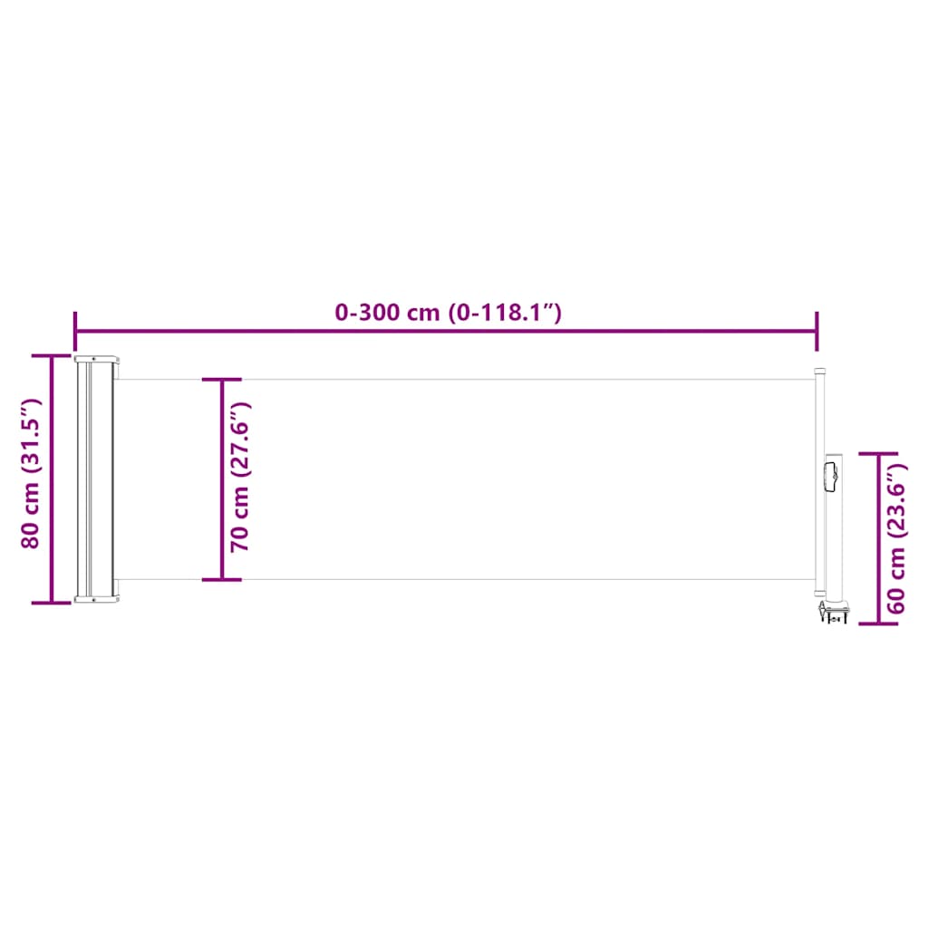Ausziehbare Seitenmarkise 80×300 cm Grau