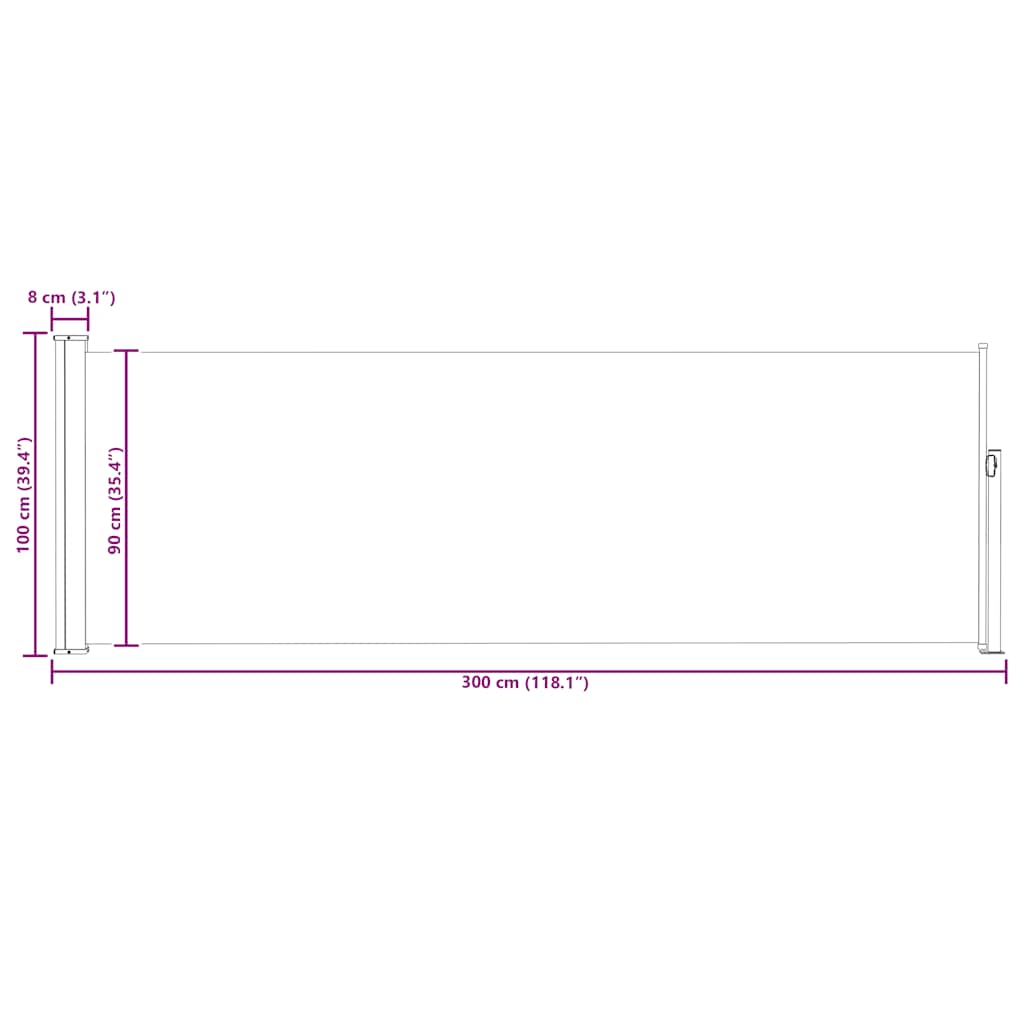 Ausziehbare Seitenmarkise 100x300 cm Grau