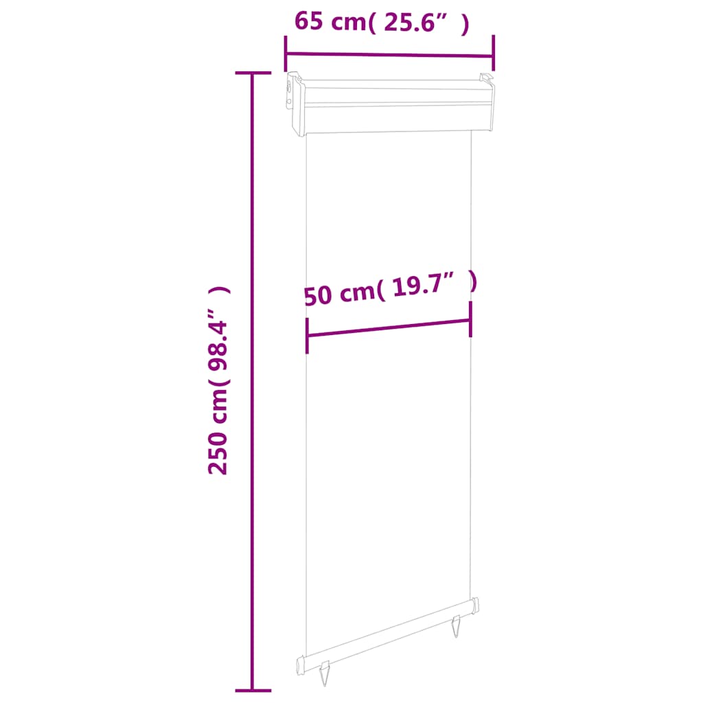 Balkon-Seitenmarkise 65x250 cm Creme