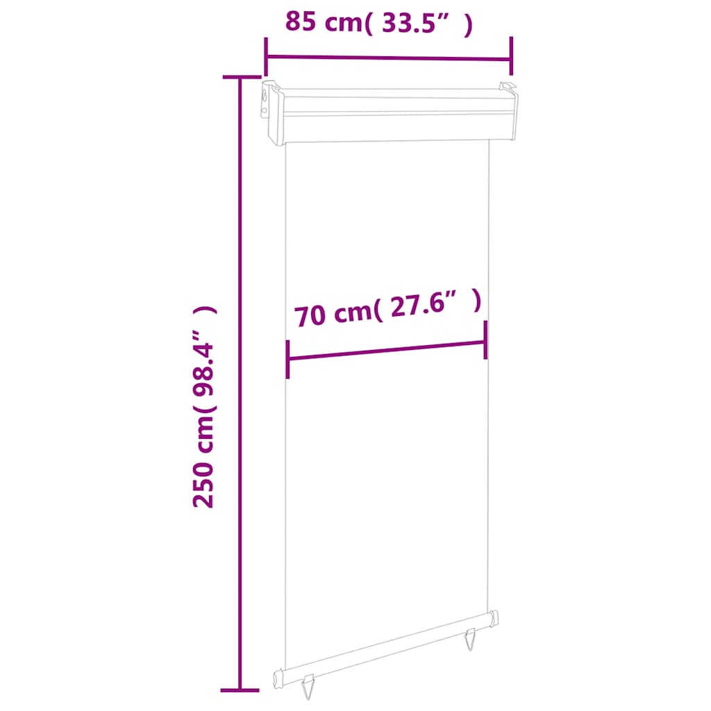 Balkon-Seitenmarkise 85x250 cm Grau