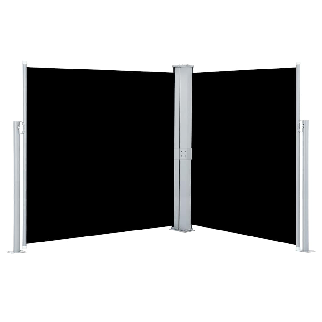 Ausziehbare Seitenmarkise Doppelt 170 x 600 cm Schwarz