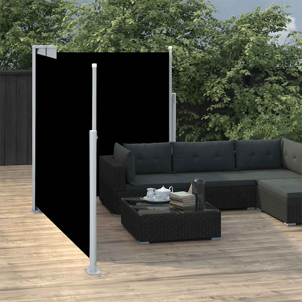 Ausziehbare Seitenmarkise Doppelt 170 x 600 cm Schwarz
