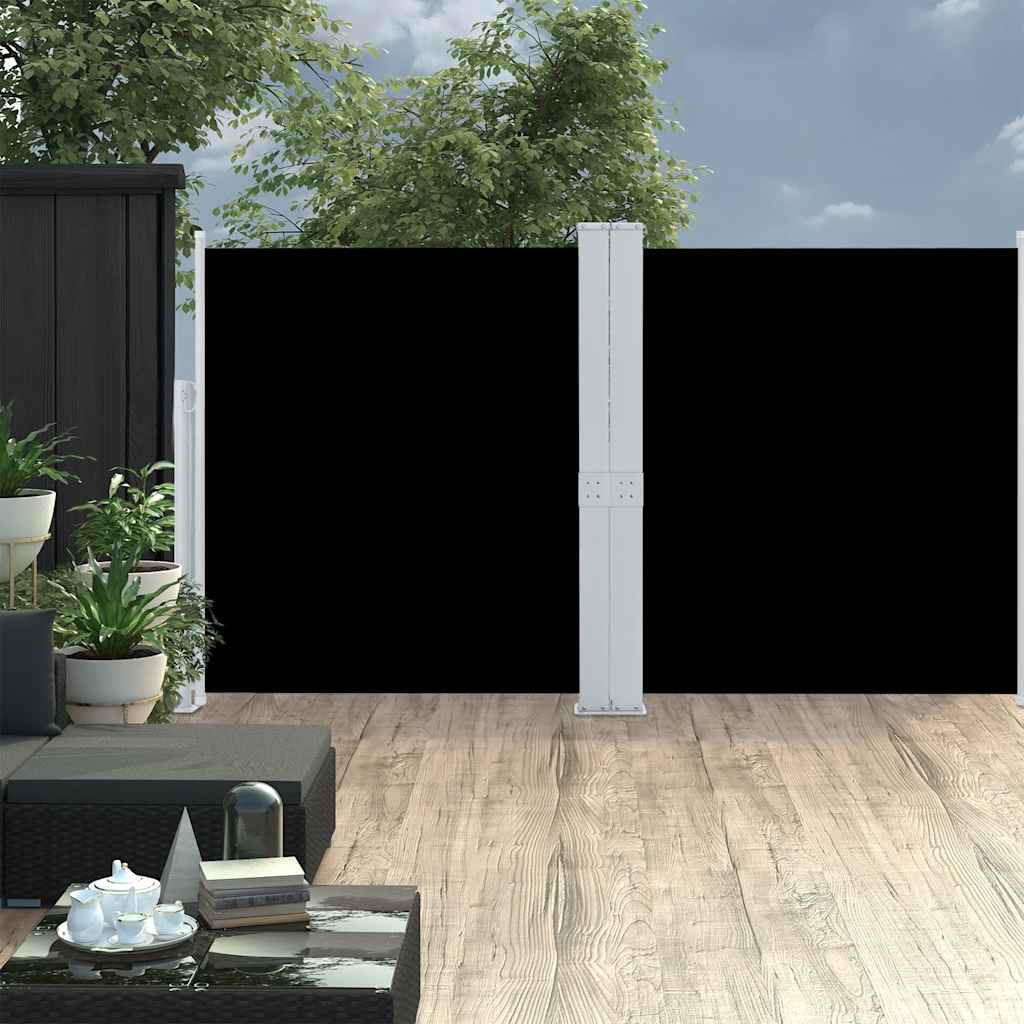 Ausziehbare Seitenmarkise Doppelt 170 x 600 cm Schwarz