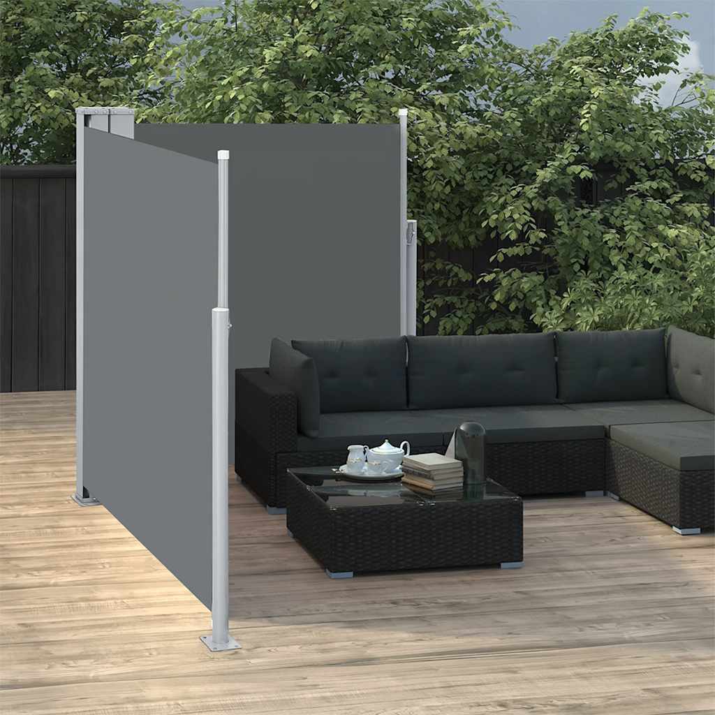 Ausziehbare Seitenmarkise Doppelt 170 x 600 cm Anthrazit