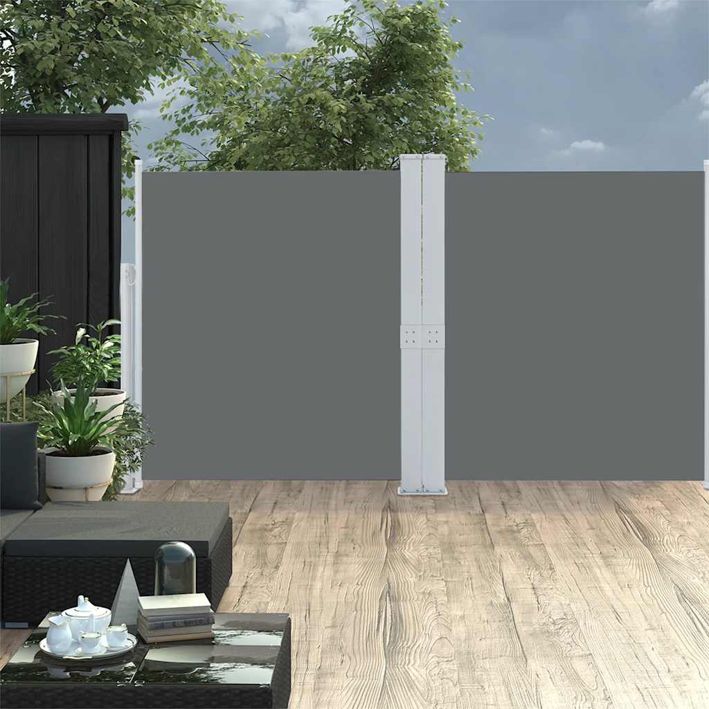Ausziehbare Seitenmarkise Doppelt 170 x 600 cm Anthrazit