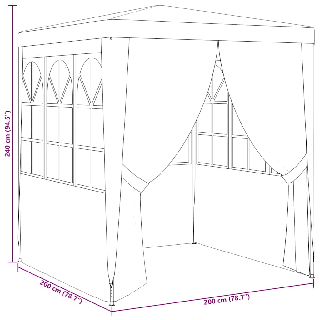 Profi-Partyzelt mit Seitenwänden 2×2m Blau 90 g/m²