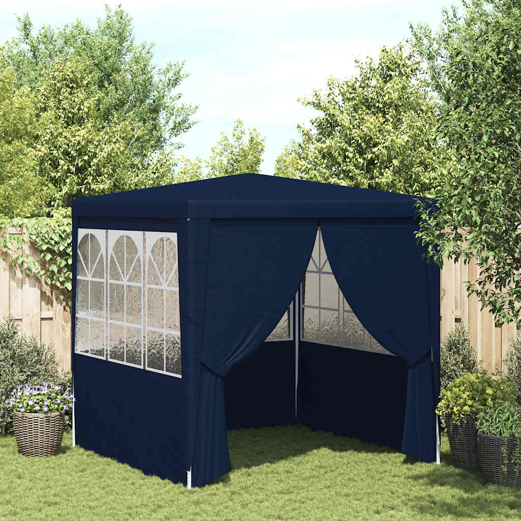 Profi-Partyzelt mit Seitenwänden 2×2m Blau 90 g/m²