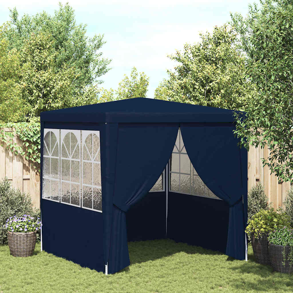 Profi-Partyzelt mit Seitenwänden 2,5x2,5 m Blau 90 g/m²